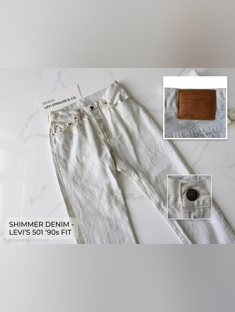 Levi's 501 '90s Limited Edition Coated "Luminary" White Finish Jeans 27x30